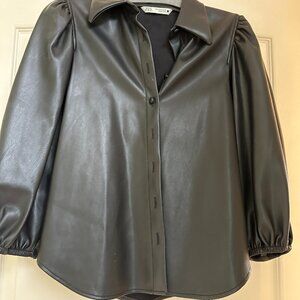 Black faux leather jacket by Zara-size XS